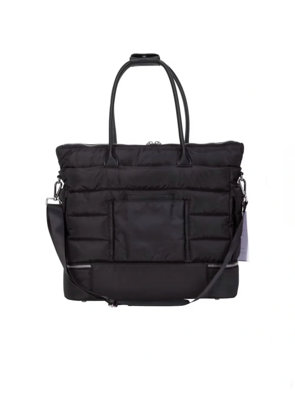iPack Puffy Tote Bag Black Quilted Laptop Tote Bag for
